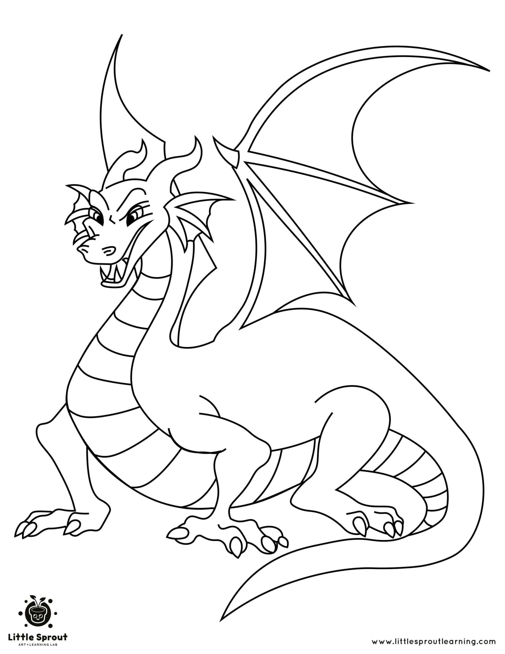 Coloring Page Dragon 1 Little Sprout Learning scaled