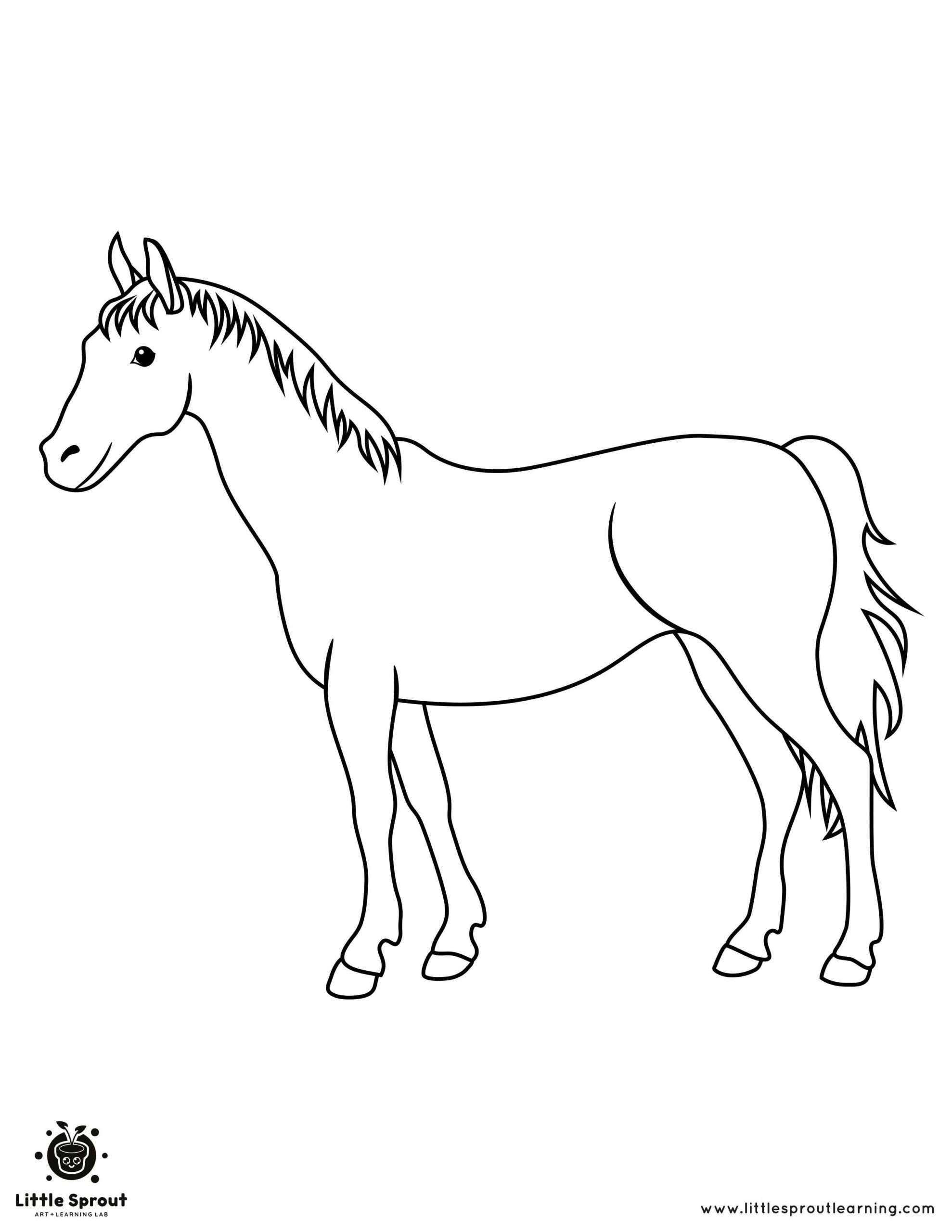 Coloring Page Horses 1 Little Sprout Learning scaled