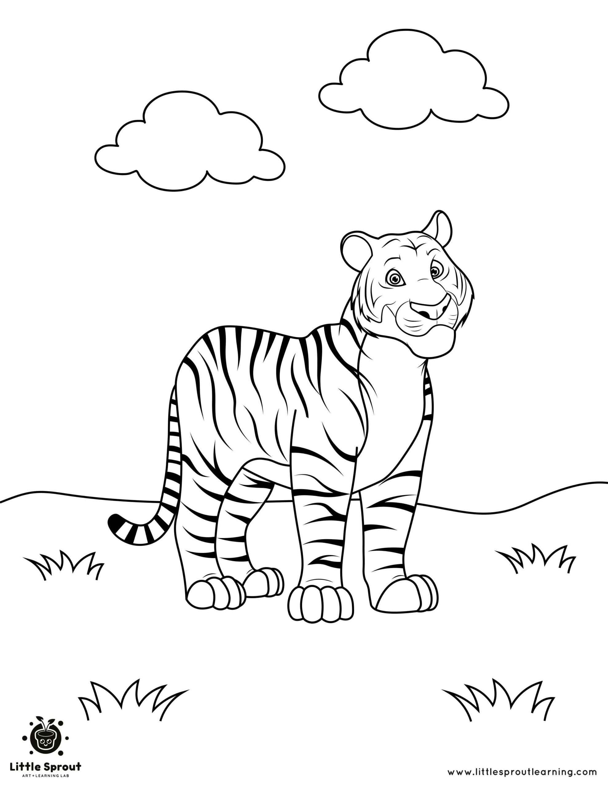 Coloring Page Tiger 1 Little Sprout Learning scaled