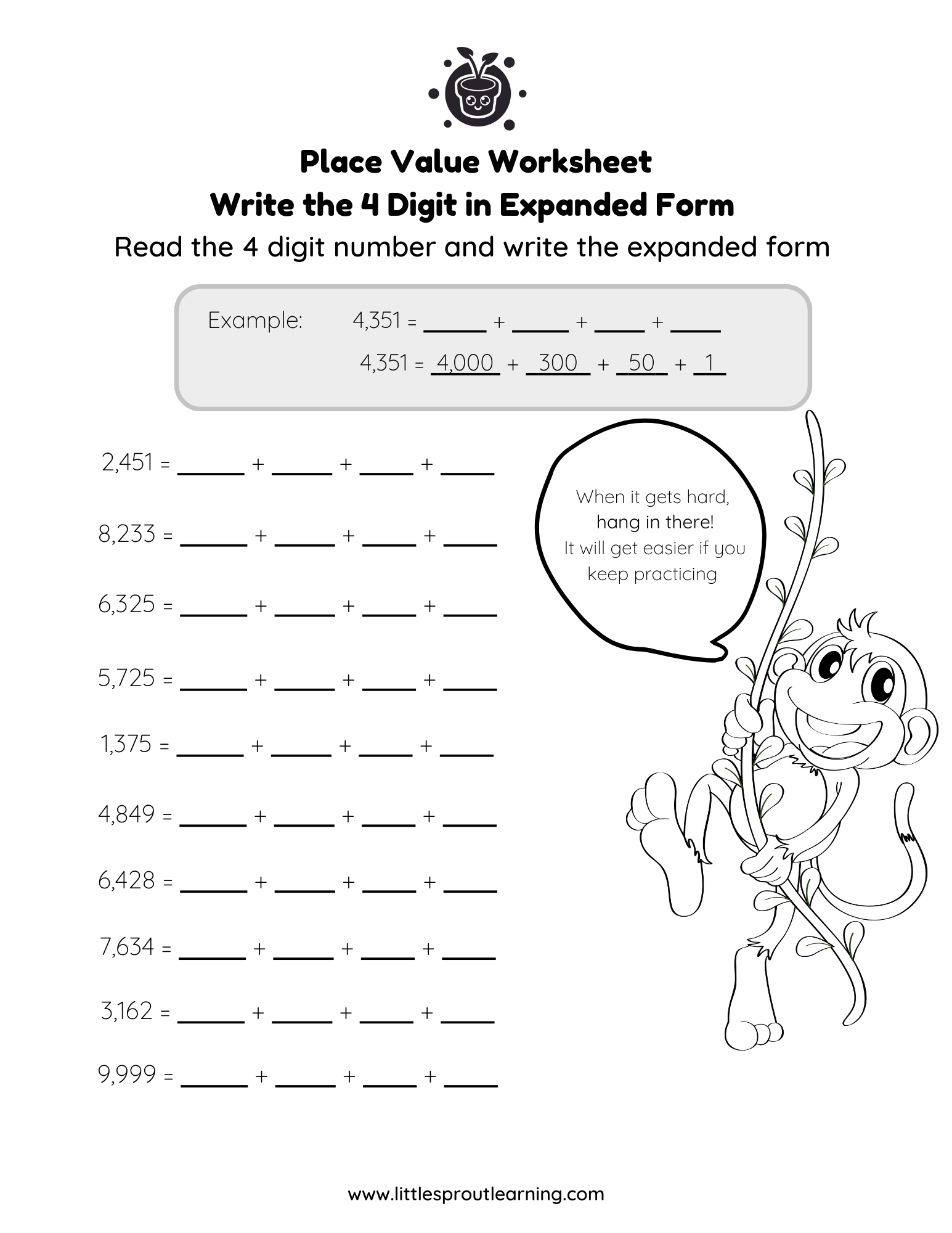 Expanded Form Place Value Worksheet