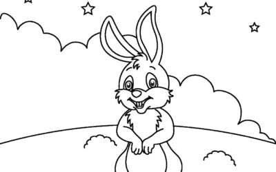Nighttime Playtime Bunny Coloring Page