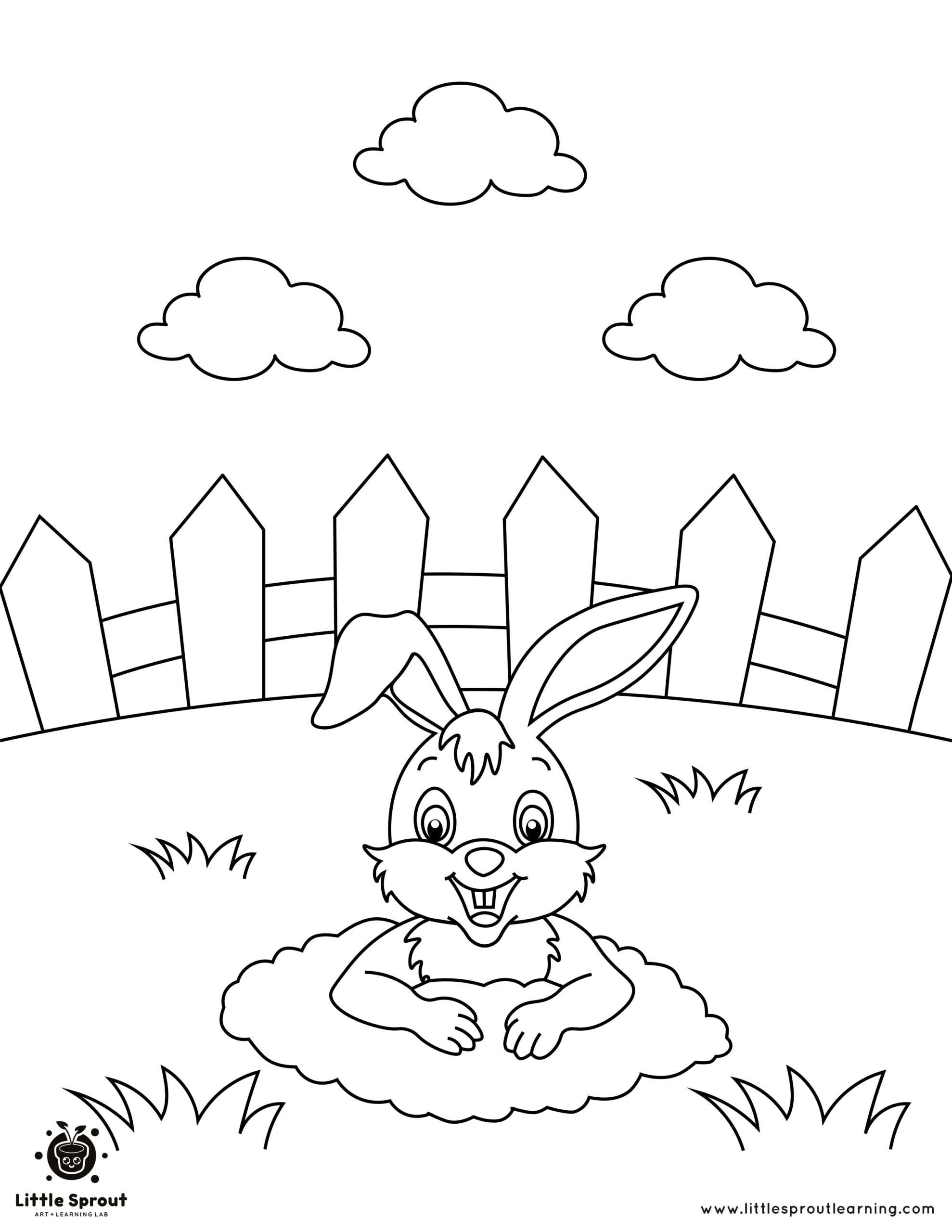 In a Hole Bunny Coloring Page