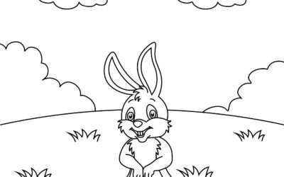 Smiling Behind a Fence Bunny Coloring Page
