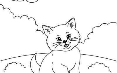 Outdoor Playtime Cat Coloring Page