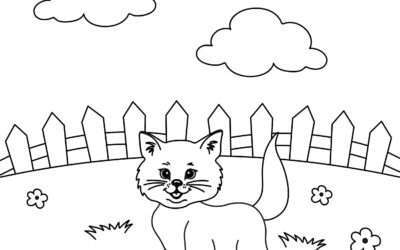 Out For a Stroll Cat Coloring Page