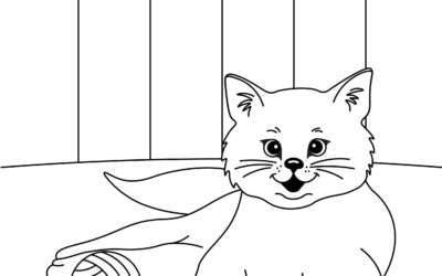 Playing with Yarn Cat Coloring Page