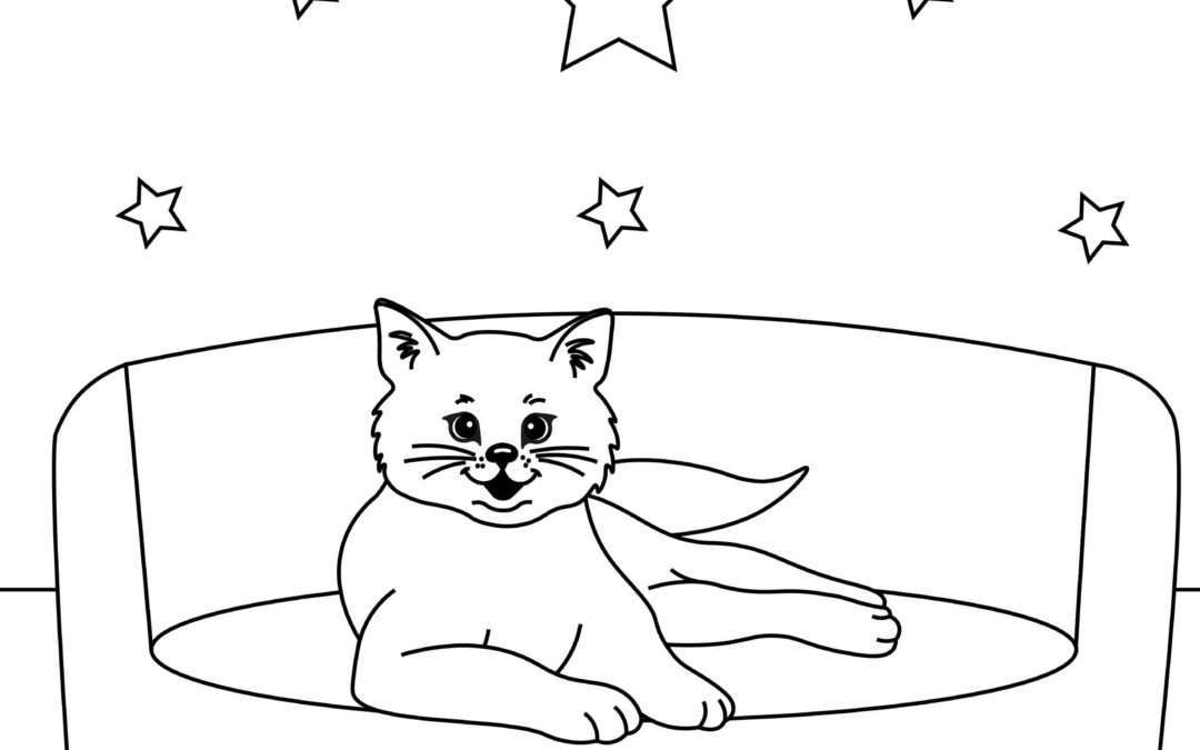 Couch Lounging Cat Coloring Page