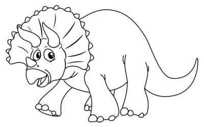 Smiling Triceratops Dinosaur Coloring Page