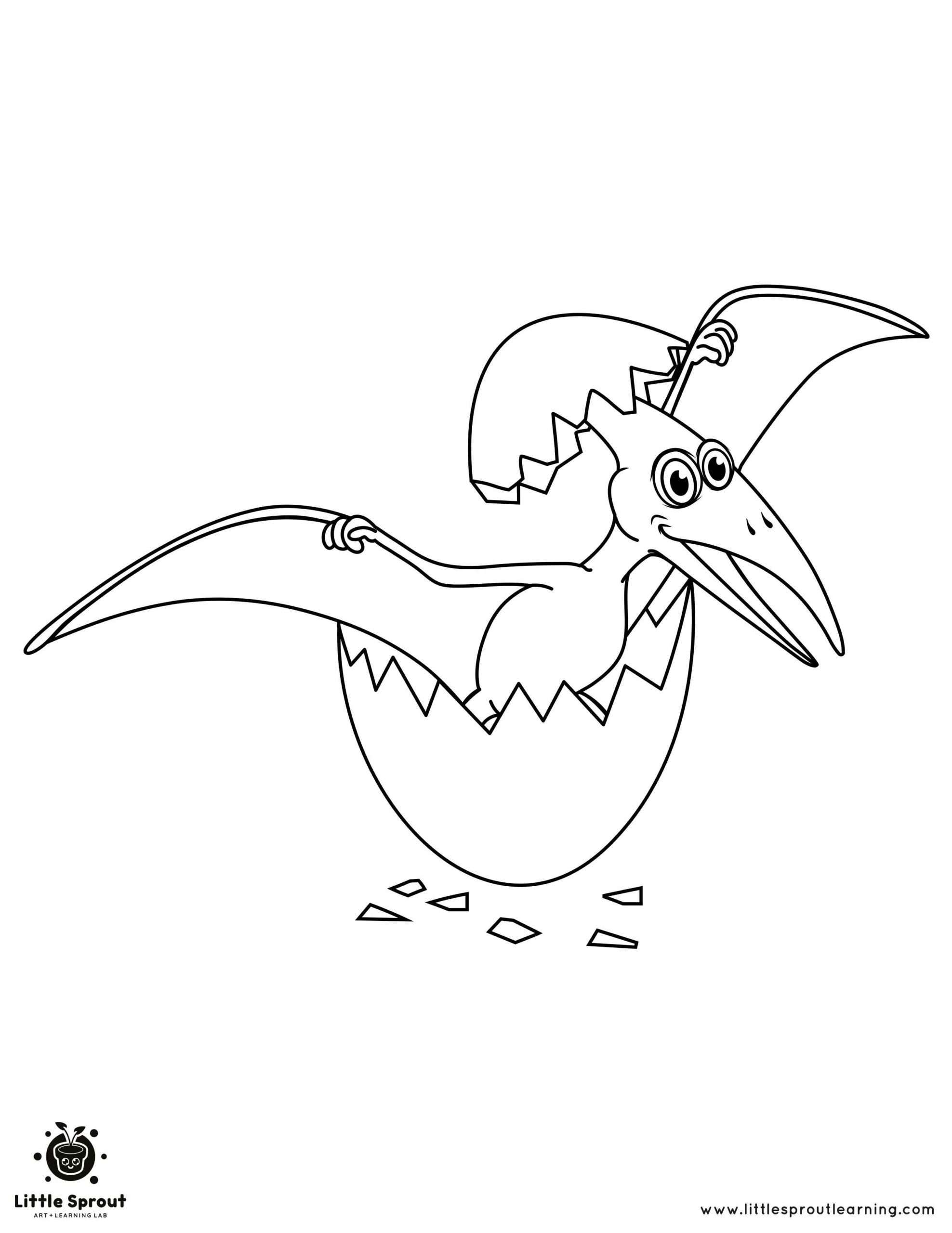 Hatching Pterodactyl Dinosaur Coloring Page