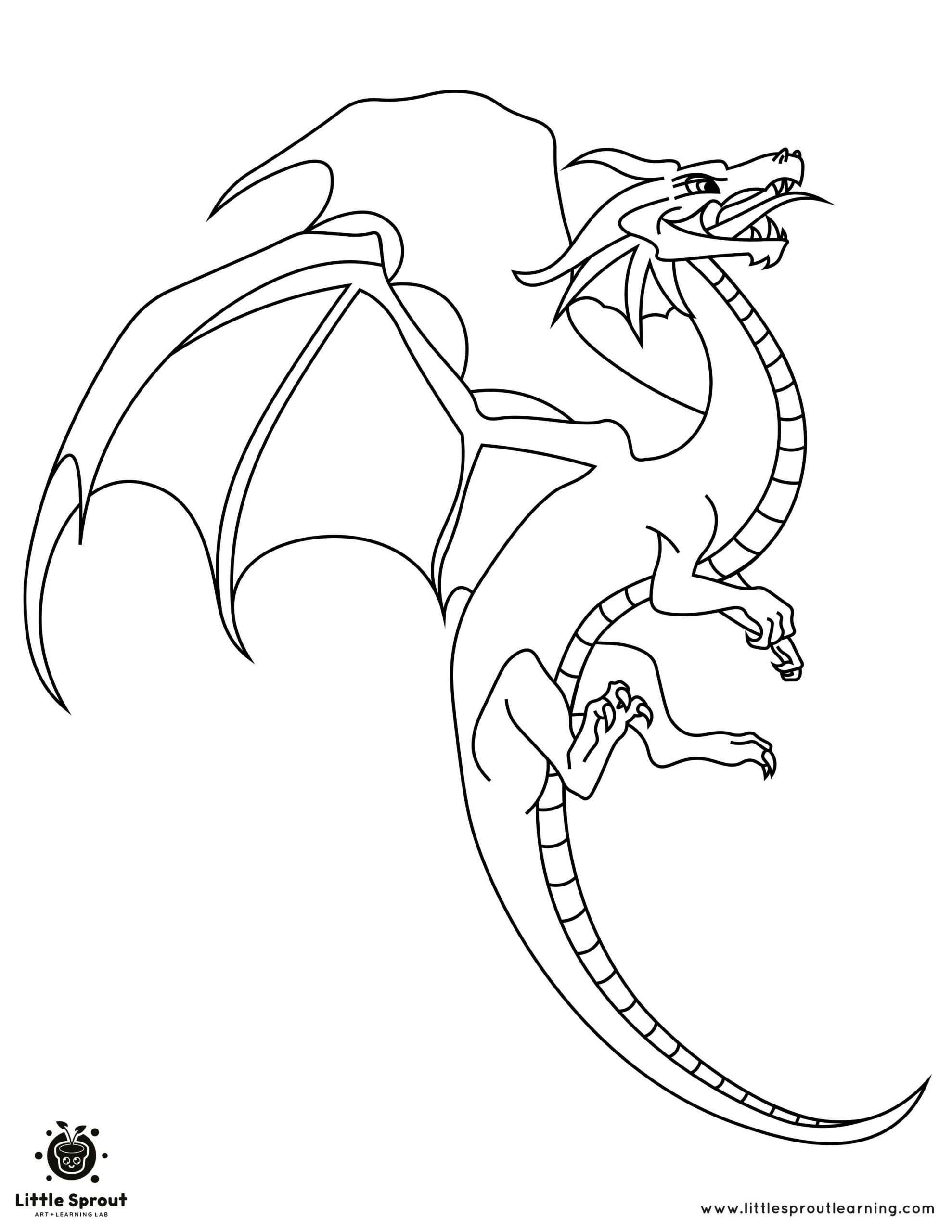 Ready to Breathe Fire Dragon Coloring Page