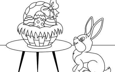 Easter Bunny and Egg Basket Easter Coloring Page