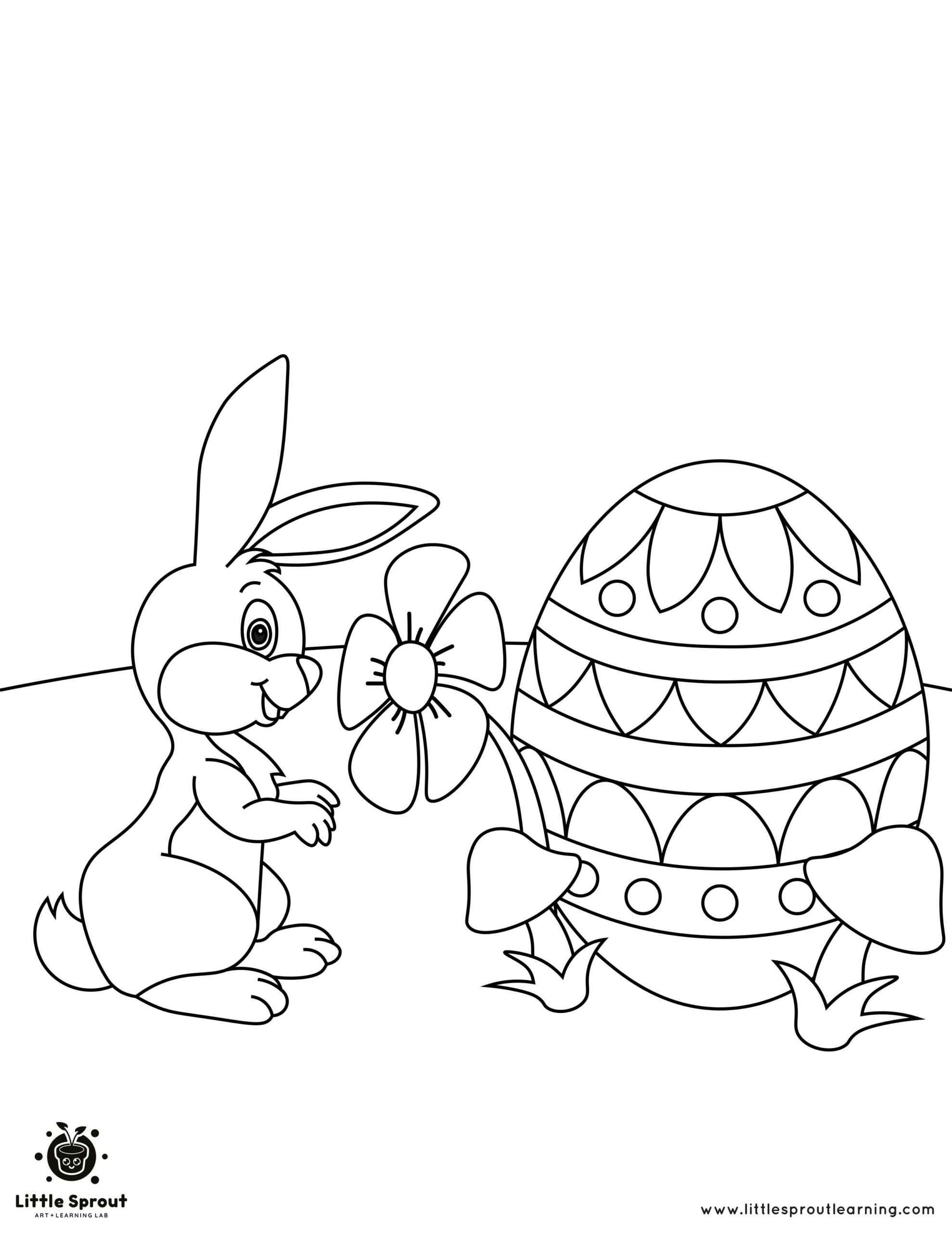 Hiding the Eggs Easter Coloring Page