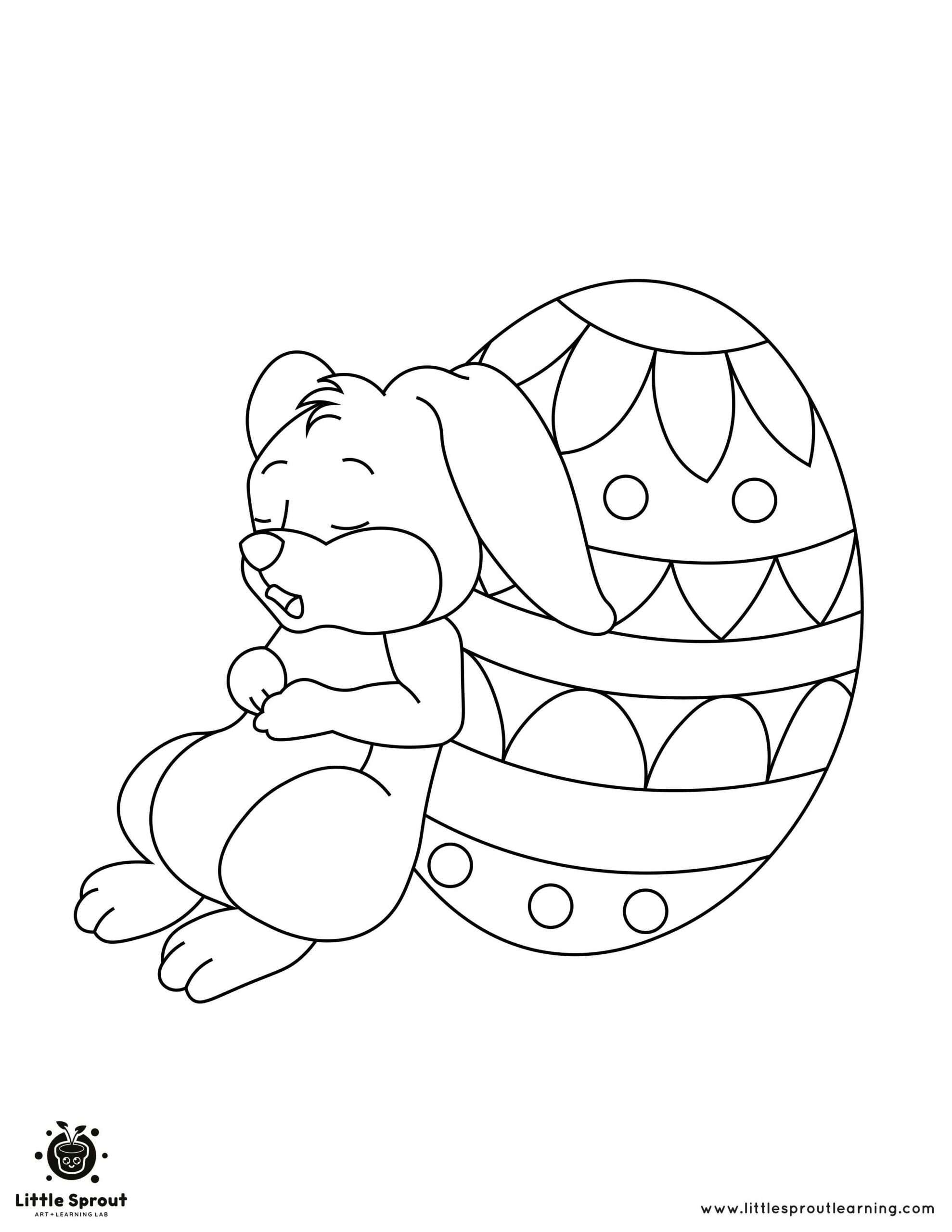 Sleeping Easter Bunny Easter Coloring Page