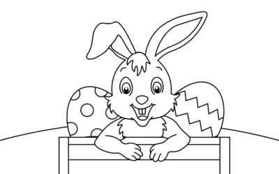 Cute Bunny in a Wagon Easter Coloring Page