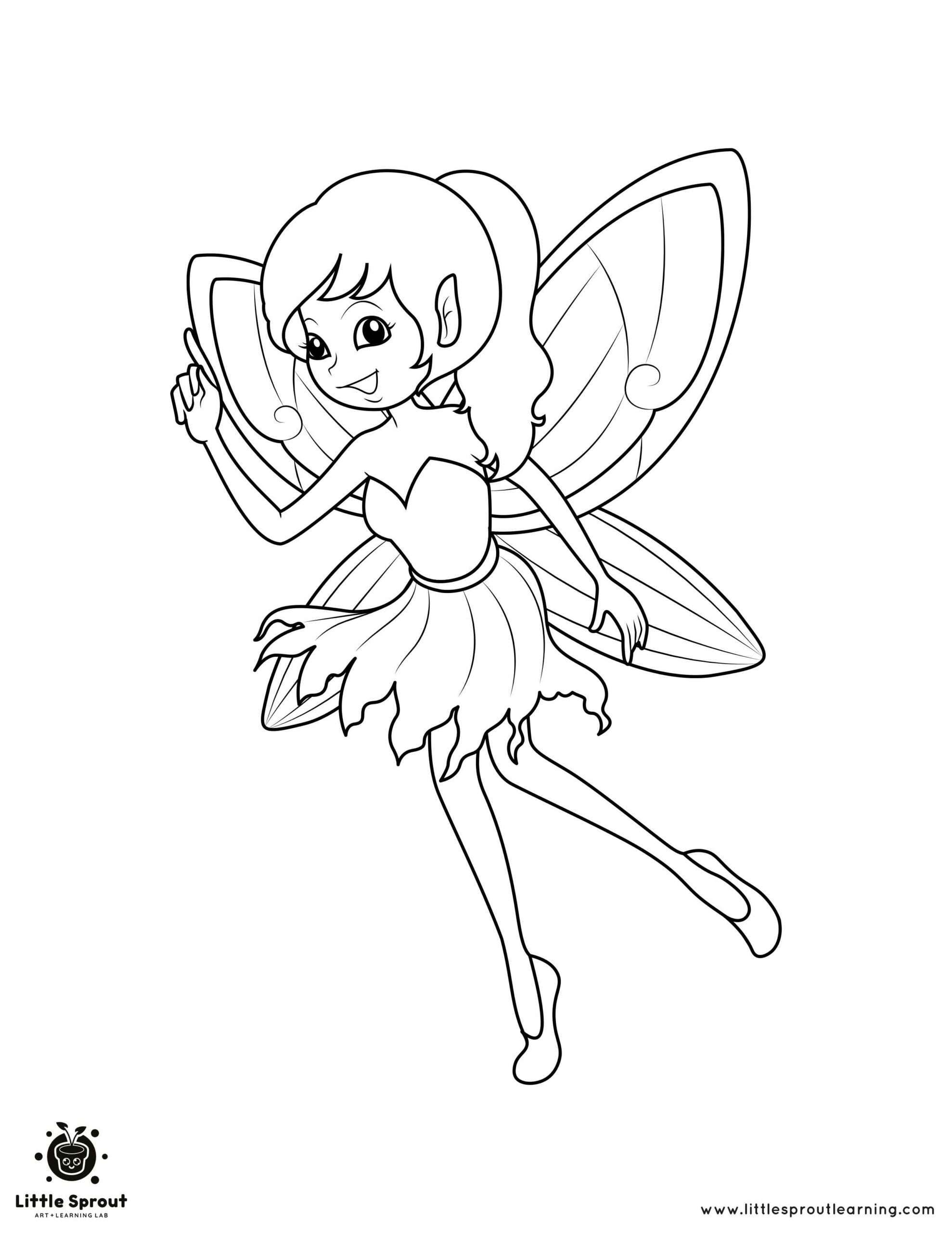Happy Fairy Coloring Page