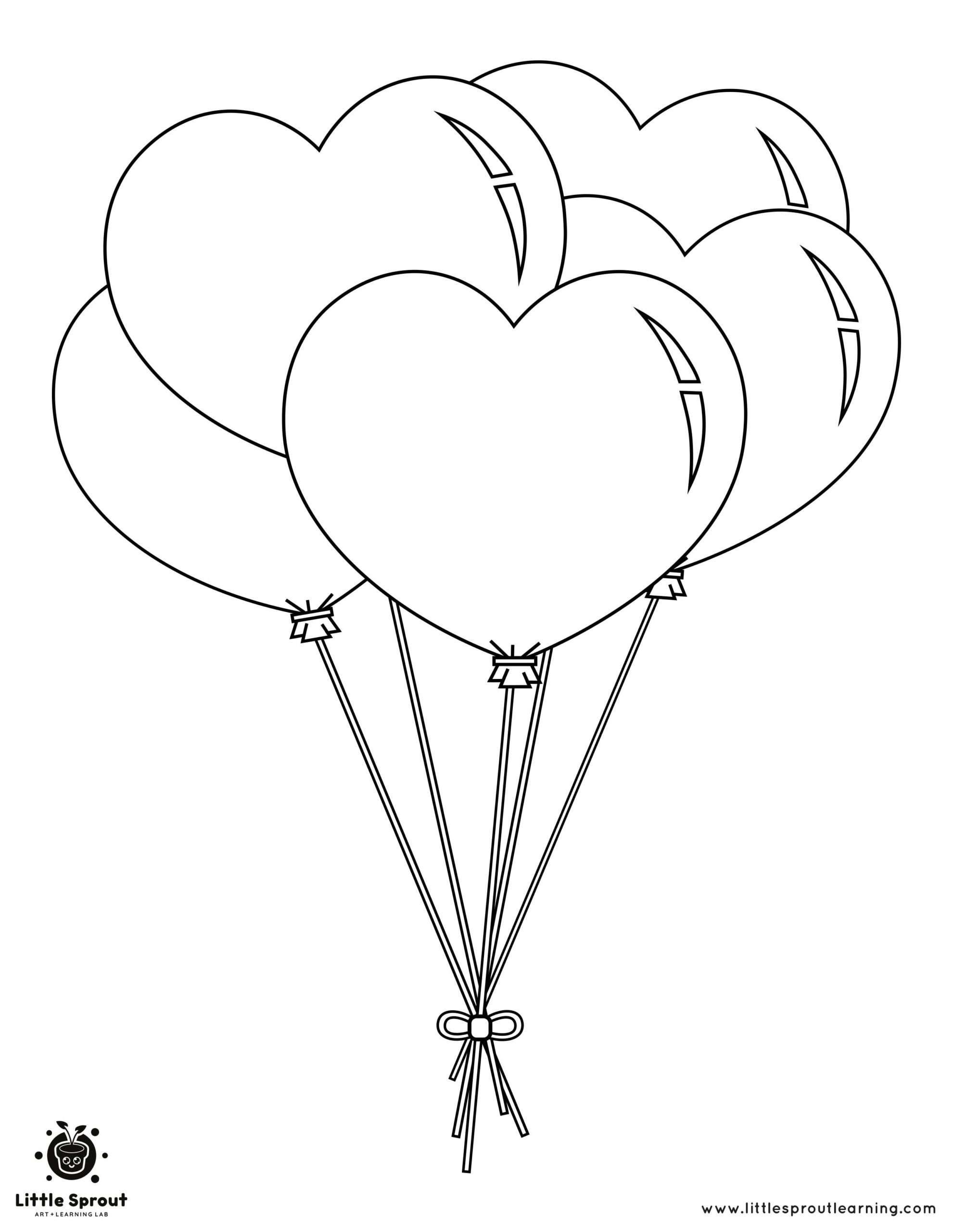 Balloon Hearts Coloring Page