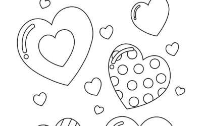Floating Hearts Design Heart Coloring Page