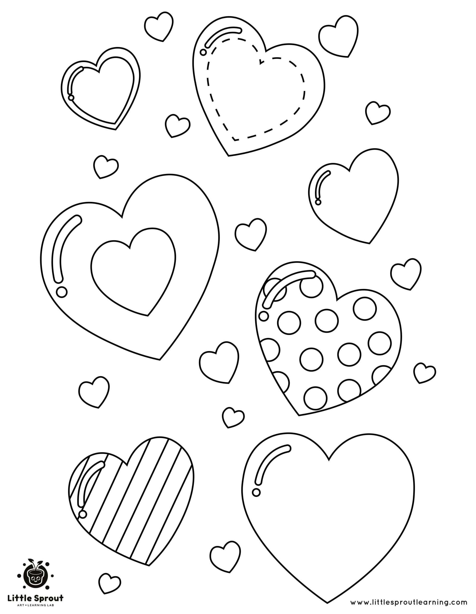 Floating Hearts Design Heart Coloring Page