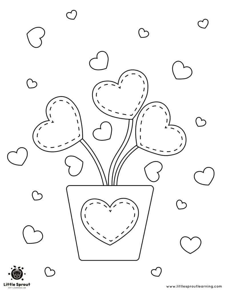 Flower Hearts Coloring Page - Little Sprout Art + Learning Lab