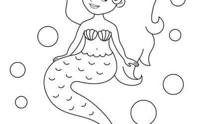 Ocean Bubbles Mermaid Coloring Page
