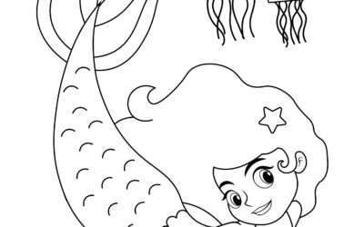 Ocean Diving Mermaid Coloring Page