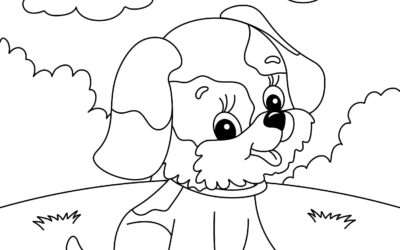 Happy Puppy Coloring Page