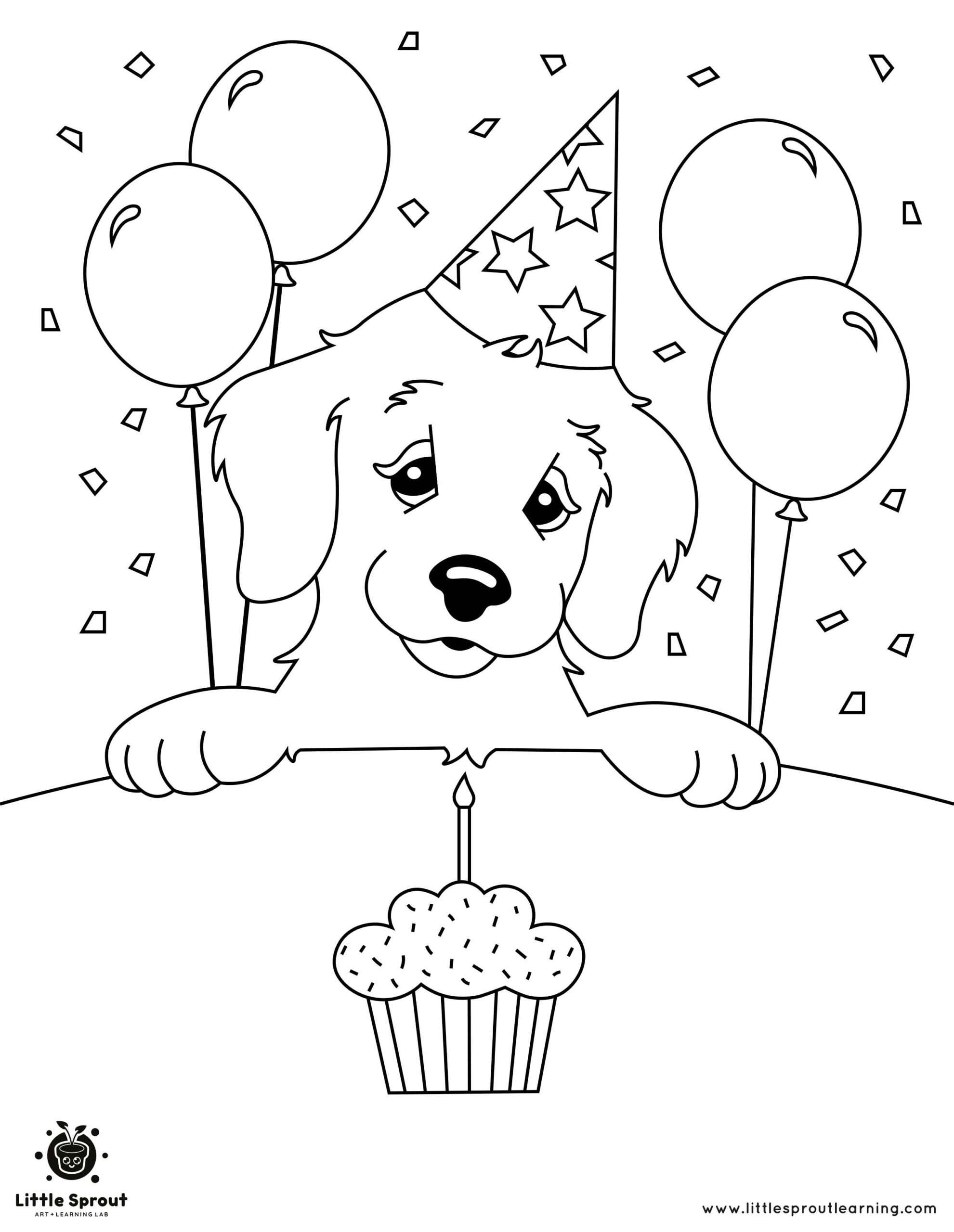 Celebrating a Good Boy Puppy Coloring Page