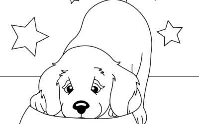 Eating Time Puppy Coloring Page