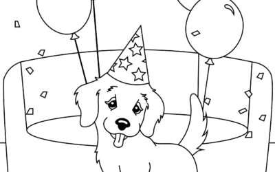 Happy Birthday Puppy Coloring Page