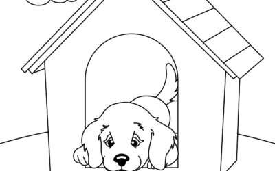 In the Doghouse Puppy Coloring Page