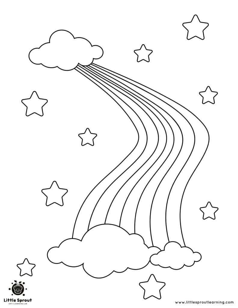 Cloud Bridge Rainbow Coloring Page Little Sprout Art