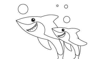 Parent and Baby Shark Coloring Page