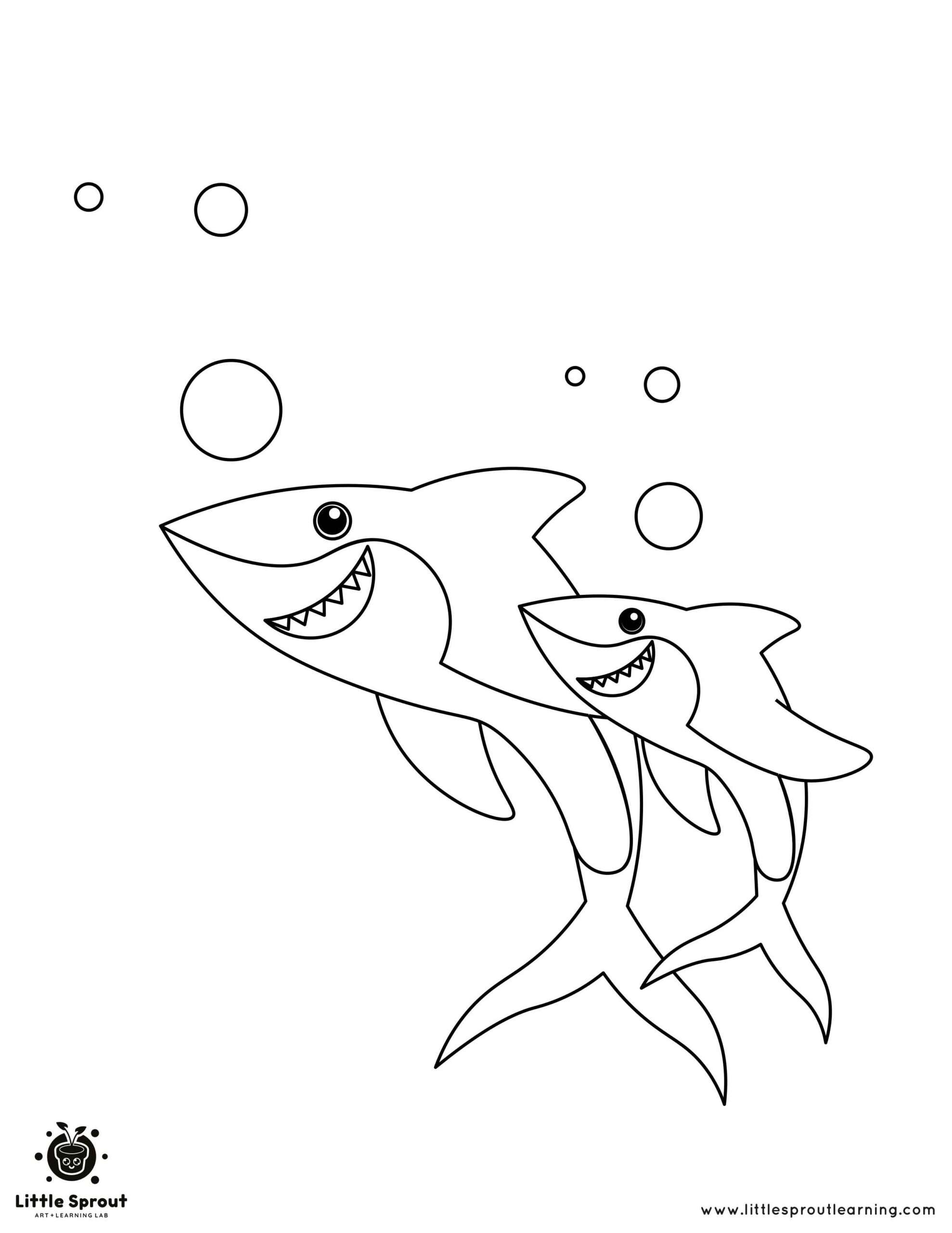 Parent and Baby Shark Coloring Page
