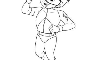 Here to Save the Day Superhero Coloring Page