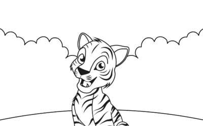 Smiling Cub Tiger Coloring Page