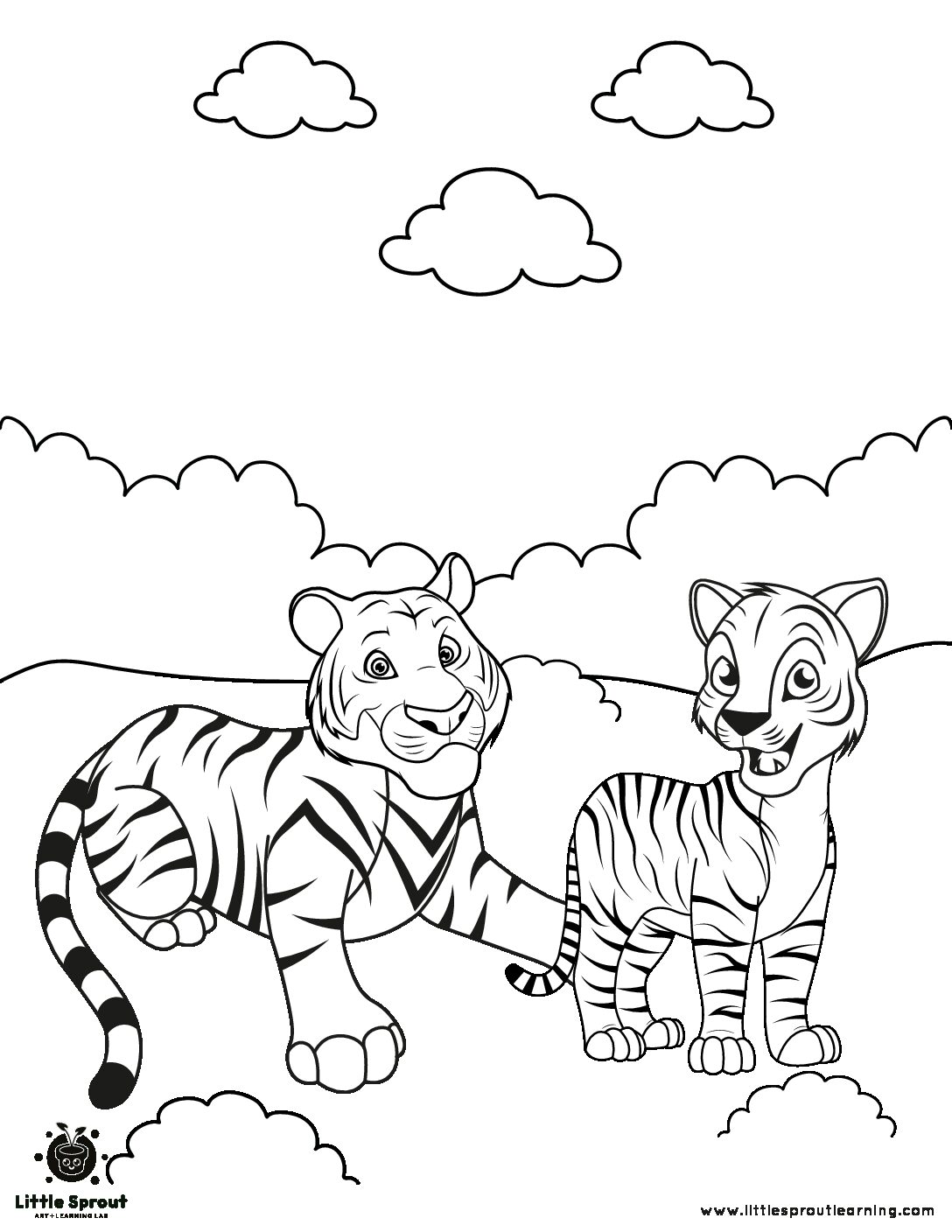 Relaxing Tiger Coloring Page