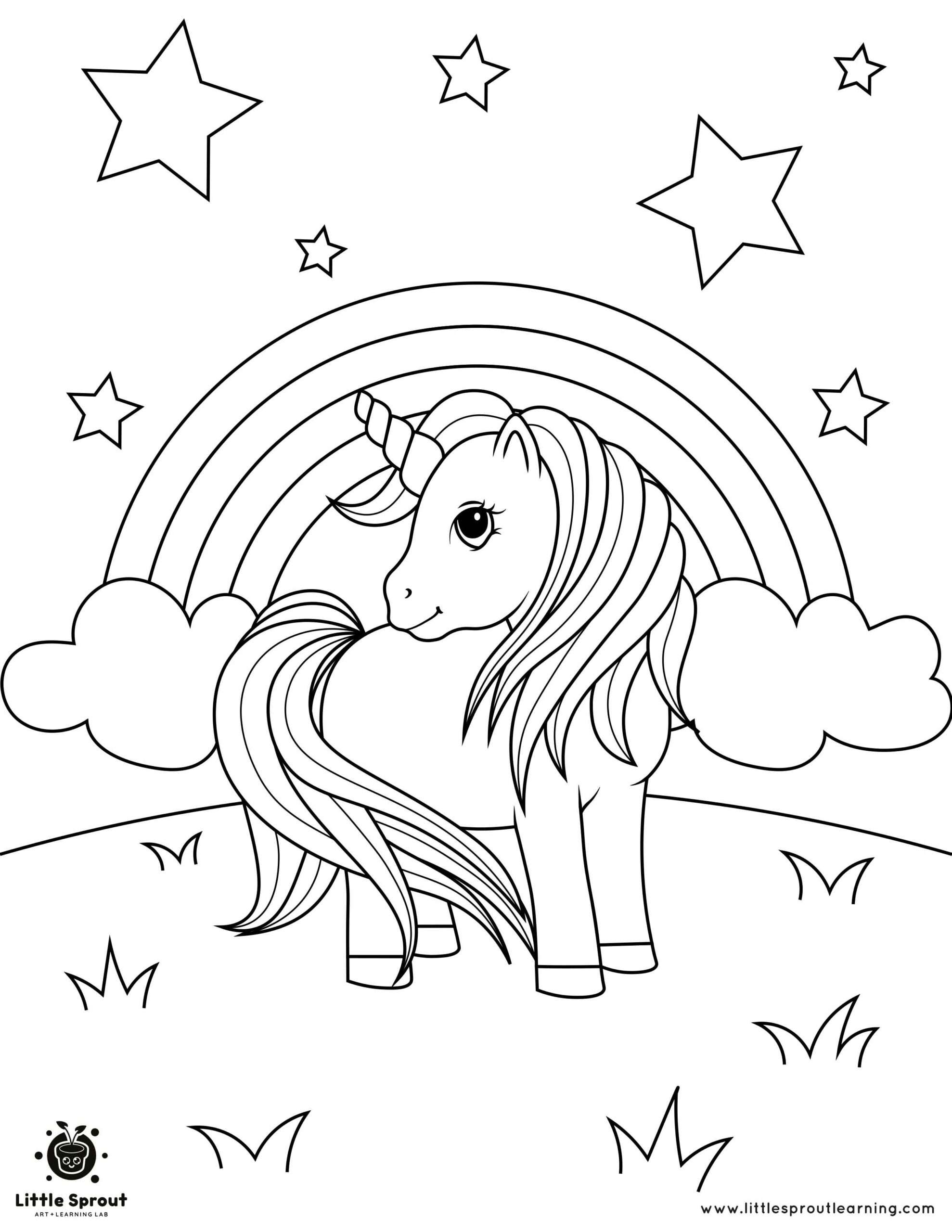 Coloring Page Unicorn 1 Little Sprout Learning scaled