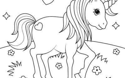 Playing in a Field Unicorn Coloring Page