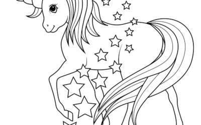 Sprinkling Stars Unicorn Coloring Page