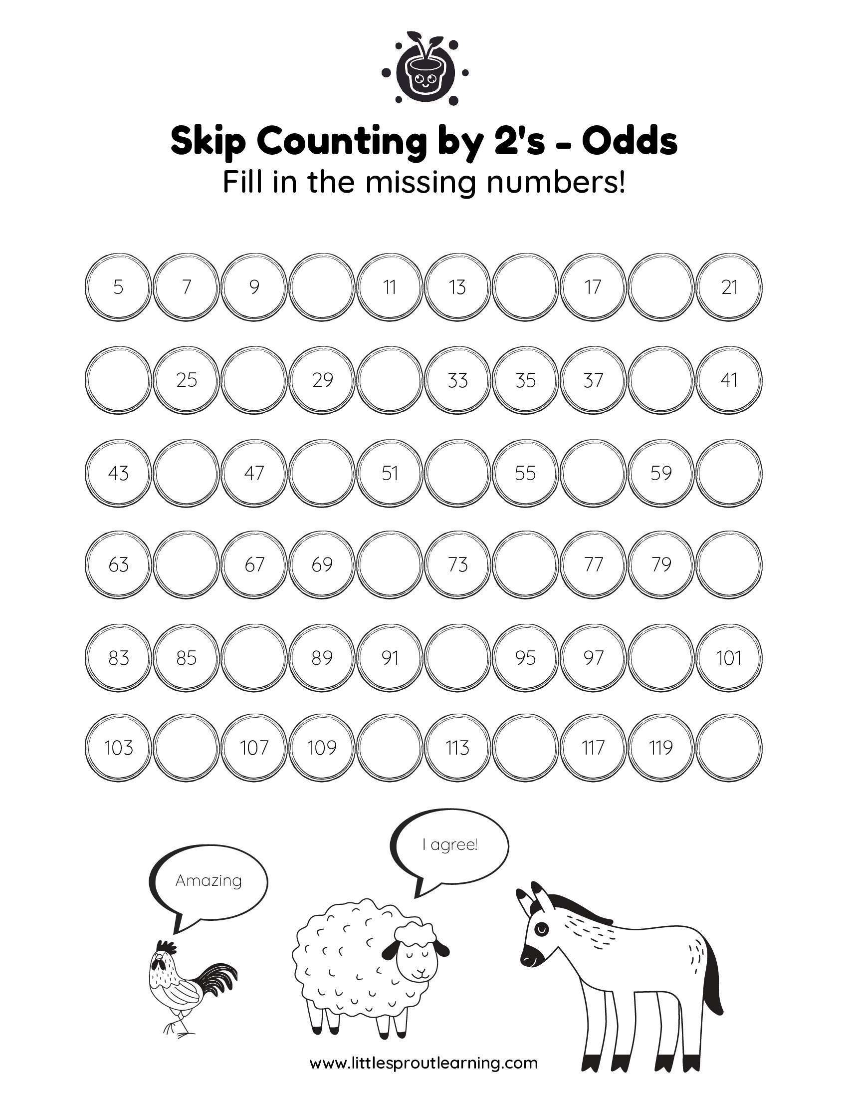 Skip Counting by 2’s – Odds