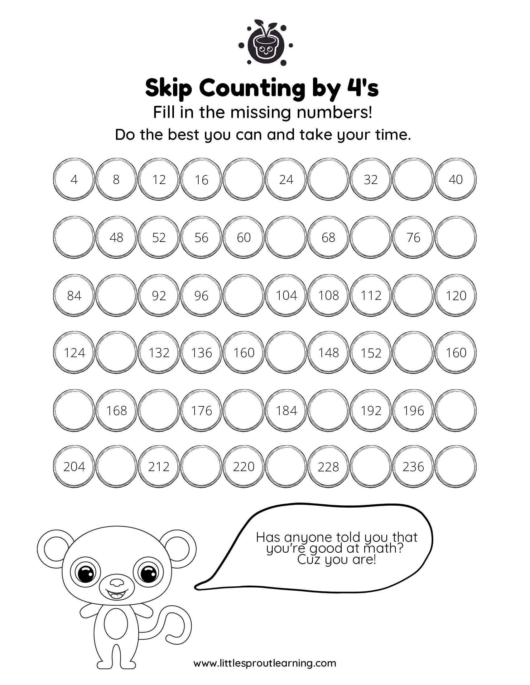 Skip Counting by 4’s
