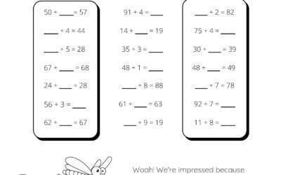 Finding the Missing Number – Add Single Digit Numbers to 2 Digit Numbers