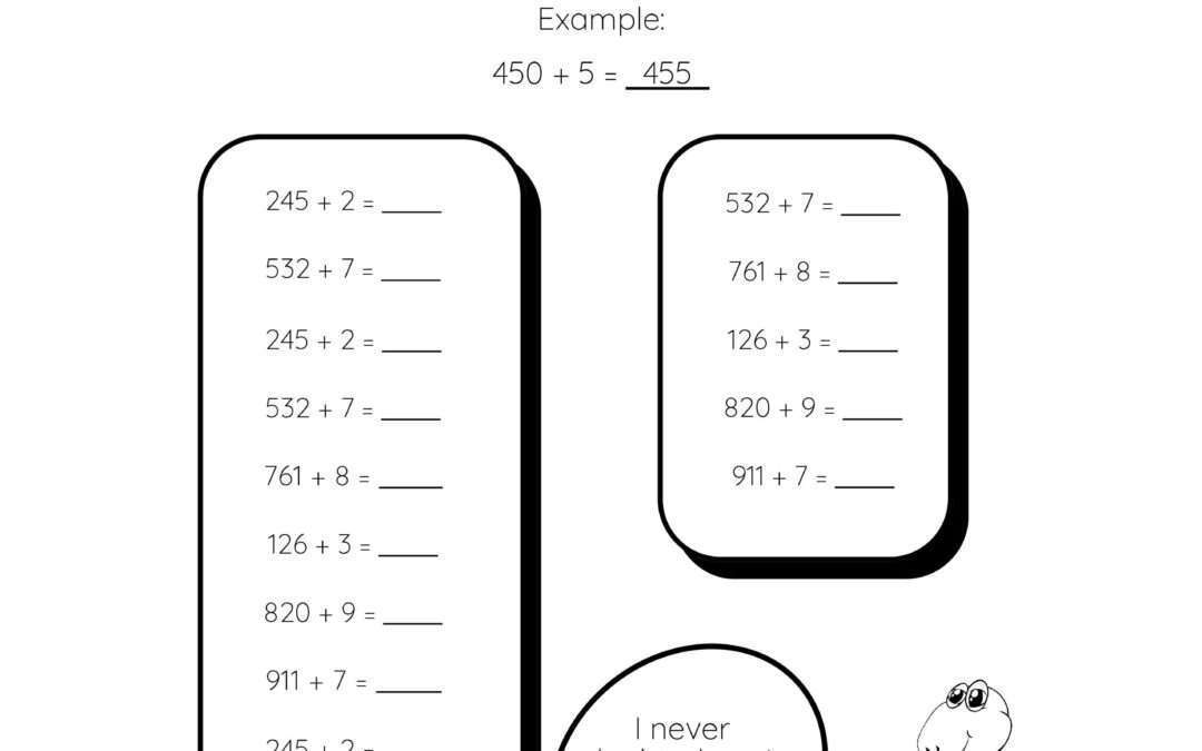 Adding Single Digit Numbers to 3 Digit Numbers