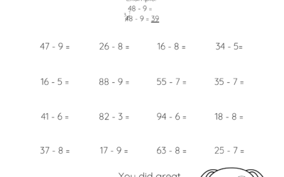 Single Digit Subtraction From 2 Digit – With Borrowing