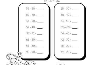 Subtraction with Whole Tens from 2 Digit Numbers