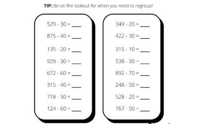 Subtraction with Whole Tens from 2 Digit Numbers (With Regrouping)