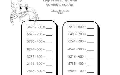 Subtraction With Whole hundreds from 4 Digit Numbers (With Regrouping)