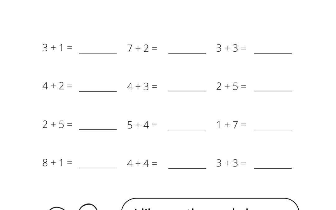 Single Digit Linear Addition With Kindergarten Addition Worksheets