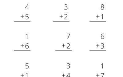 Single Digit Stacked Addition 1-9