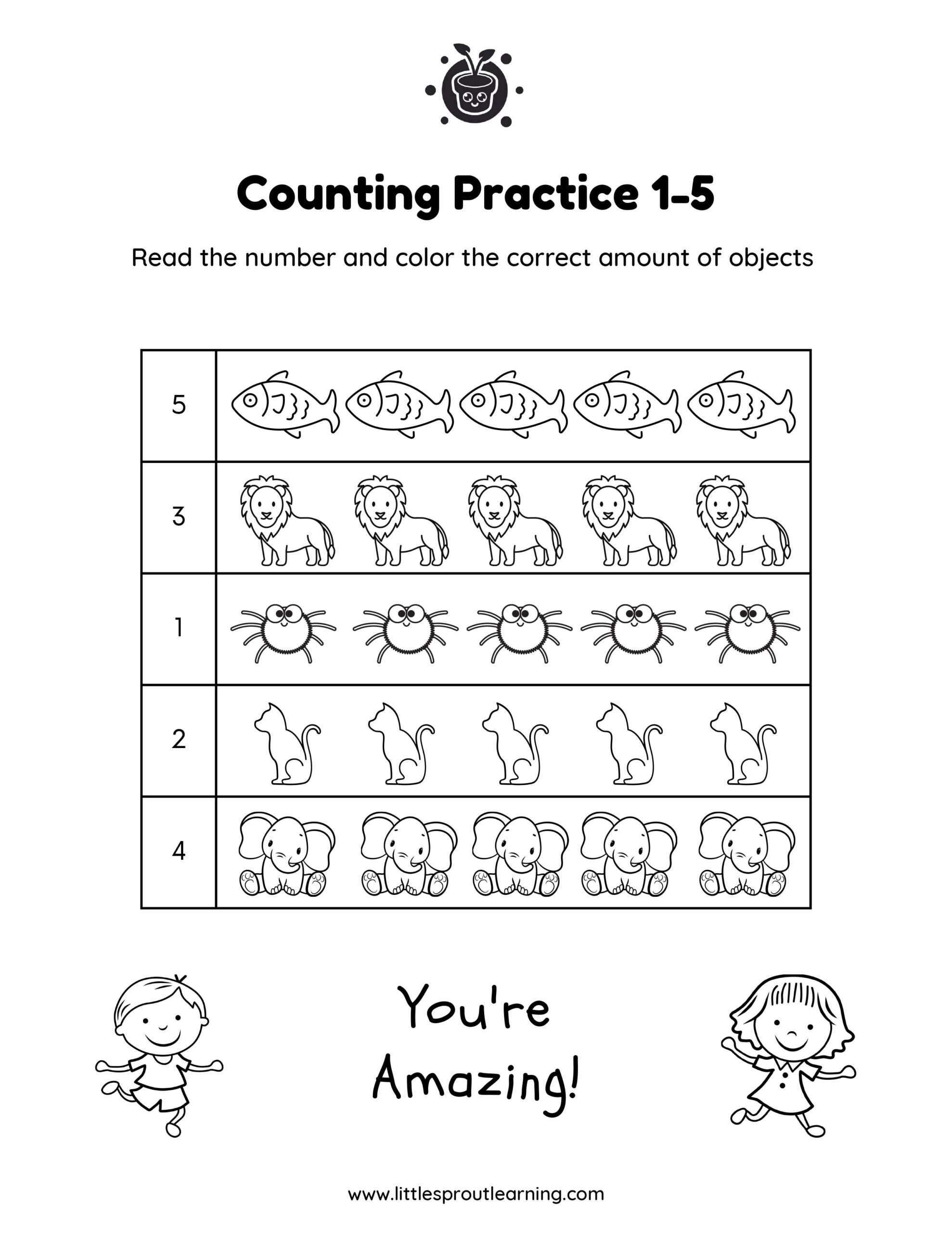 Count and Color Objects 1 – 5